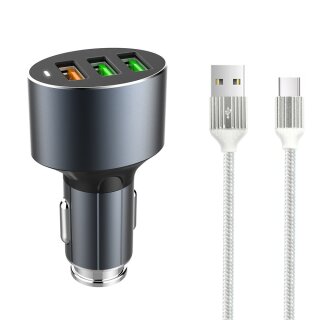 Φορτιστής πρίζας αυτοκινήτου LDNIO C703Q 3.0 3xUSB Type-C Γκρι