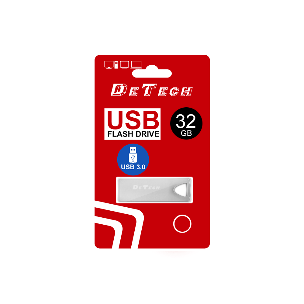 USB DeTech memory, 32GB, USB 3.0, Silver Μνήμη USB DeTech, 32GB, USB 3.0, Ασημένιο