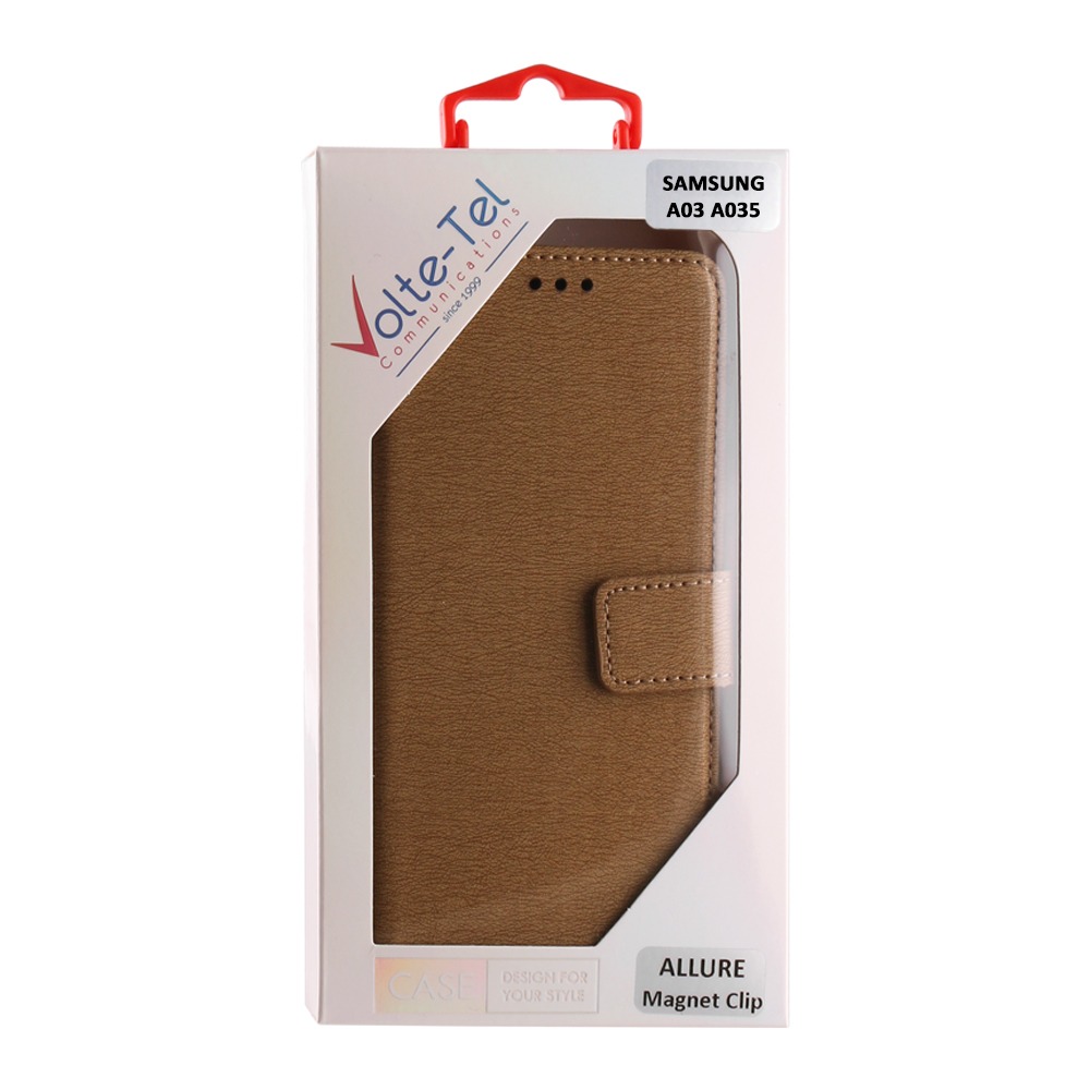 SAMSUNG A03 A035 6.5" ALLURE MAGNET BOOK STAND CLIP GOLD SAMSUNG A03 A035 6.5" ALLURE MAGNET BOOK STAND CLIP GOLD