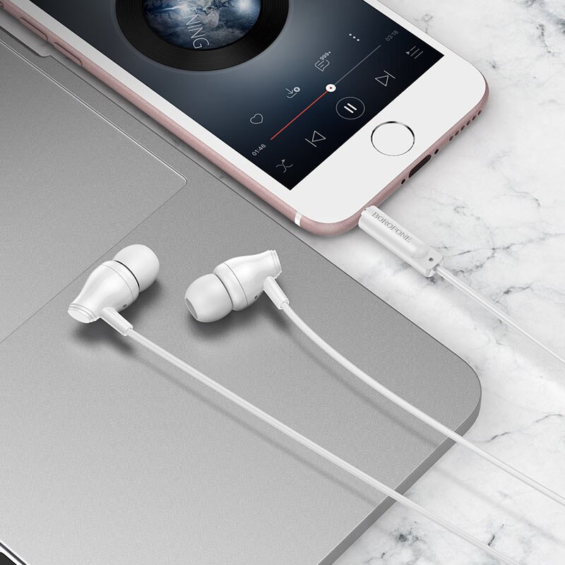 Borofone Earphones BM61 Wanderer με βύσμα 3.5mm και μικρόφωνο, λευκά Borofone Earphones BM61 Wanderer με βύσμα 3.5mm και μικρόφωνο, λευκά